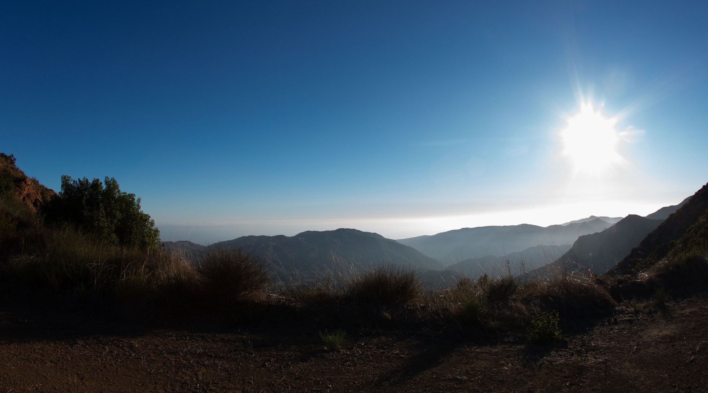 Sunlight entering the mountain valley